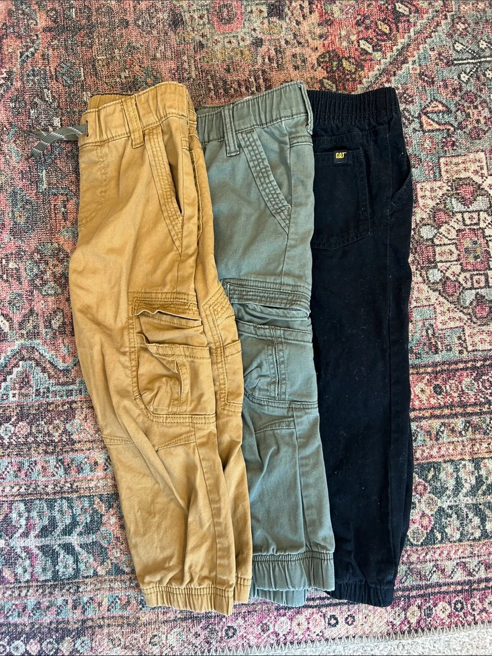 Wrangler Kids Cargo Jogger Pants - Mustard, Olive & and Catepillar Black pants